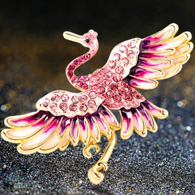 Mujeres Cristal Grúa Pájaro Broche Prendedor Estrás Broches Solapa Regalo Boda Fiesta Foto 1 de 4