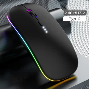 Wireless Bluetooth mouse Rainbow Backlight ultrathin mute Rechargeable Portable - Picture 1 of 12