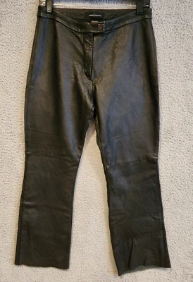 Pantalones MODA INTERNATIONAL Mujer Talla 10 Pantalones Cuero Negro Medida 28X26" Foto 1 de 4