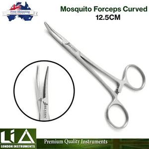 Pinzas para mosquitos curvas 12,5 cm hemostato quirúrgico odontología alicates de bloqueo abrazadera - Imagen 1 de 5
