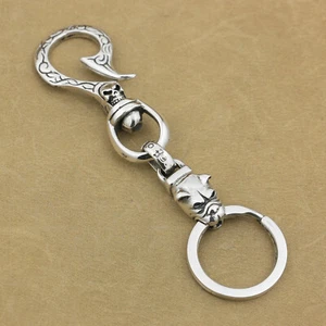 Bulldog 925 Sterling Silver KeyChain Biker Punk DIY Accessories 8B008KCD - Picture 1 of 6