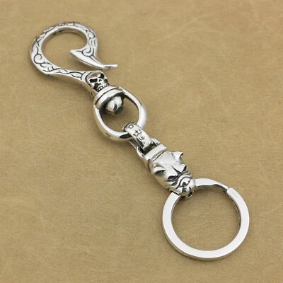 Bulldog 925 Sterling Silver KeyChain Biker Punk DIY Accessories 8B008KCD - Image 1 of 4