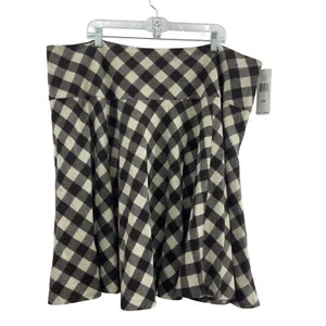NWT Lauren Ralph Lauren Gingham Women's Wool A-Line Skirt, Brown/Cream, 22W - Picture 1 of 4