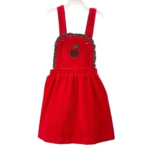 Vestido Jersey Vintage Healthtex Pana 6 Apliques Manzana Bordado Volantes Rojos - Imagen 1 de 8