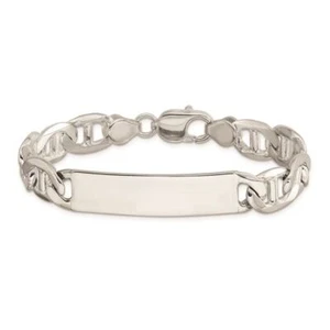 925 Sterling Silver Engraveable Mariner Link ID Bracelet - Picture 1 of 16