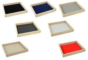 Stapelbares Naturholz Mehrzweck-Displaytablett mit Kunstleder oder Samtunterlage - Bild 1 von 11
