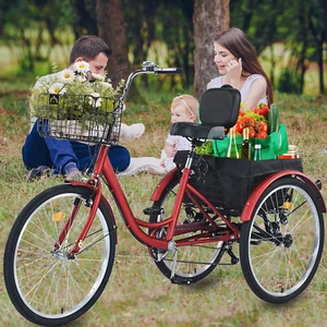 26 In Trike 7 Speed Adult Tricycle 3-Wheel Bike w/Front & Rear Basket for Women - Picture 1 of 7