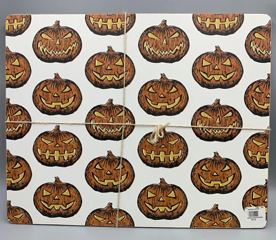 Pottery Barn Halloween Jack O' Lantern Scary Pumpkin Cork Placemats S/4 #3018D - Image 1 of 3