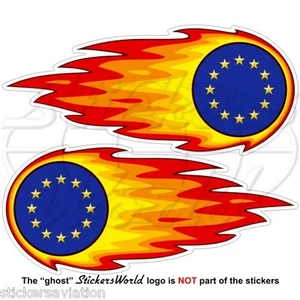 EUROPE European Union Flaming, Fireball, Fire EU 125mm (5") Stickers-Decals x2 - Picture 1 of 1