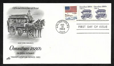 #1897  1c 1880's Omnibus - ArtCraft FDC, Coil pair + #1891  - Image 1 of 2