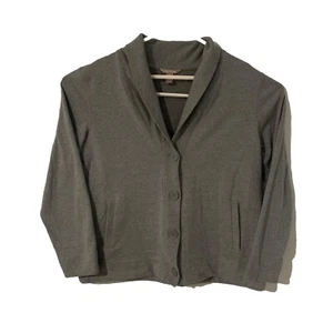White Stag Gray Button Cardigan Sweater Women’s M (8-10) Shawl Collar - Picture 1 of 10