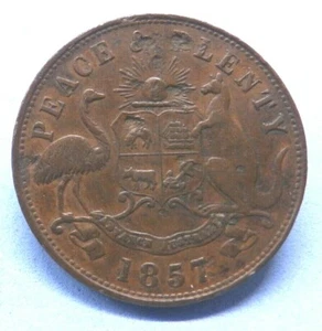 Australia Melbourne 1d Penny Token Robert Hyde & Co. Peace & Plenty 1857 TN133 - Picture 1 of 3