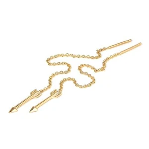 Gold Plated 925 Sterling Silver Arrow Pull Through Earrings Thru Bow - Picture 1 of 7