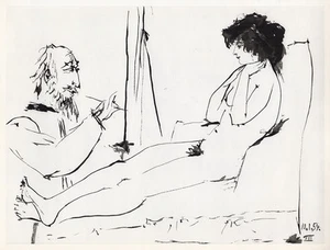 LOOK 1954 PABLO PICASSO Human Comedie Print "Nude Lounging on a Sofa" Framed COA - Picture 1 of 2