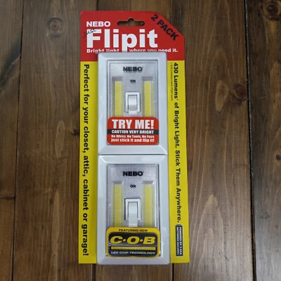 Nebo 6523 FlipIt 215 Lumen COB LED Universal Mount Work Light Switch 2-Pack New - Image 1 of 4