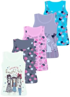 5 Girls Undershirts Spaghetti Strap Tank Top Cotton Kids Underwear  - Image 1 of 2