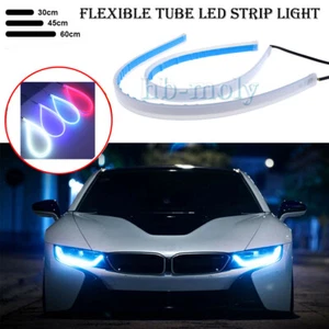 2Pcs Flexible Soft LED Tube Multiple Colour DRL Strip Light Headlight Sequential - Picture 1 of 16