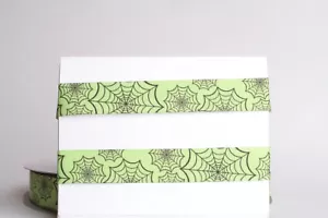 HALLOWEEN SPIDER WEB GREEN 7/8" Grosgrain Ribbon 1, 3, 5, 10 YardS SHIP FROM USA - Picture 1 of 1