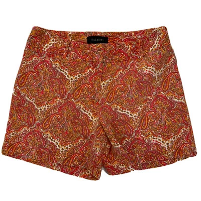 "Pantalones Cortos Talbots Estampado Paisley Naranja Blanco Rosa Talla 4 Entrepierna Elástica 4.5""" Foto 1 de 4