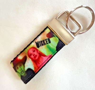 Handmade Mini Key Chain Decorated with WICKED Ribbon, Key Fob, Luggage ID - Image 1 of 2
