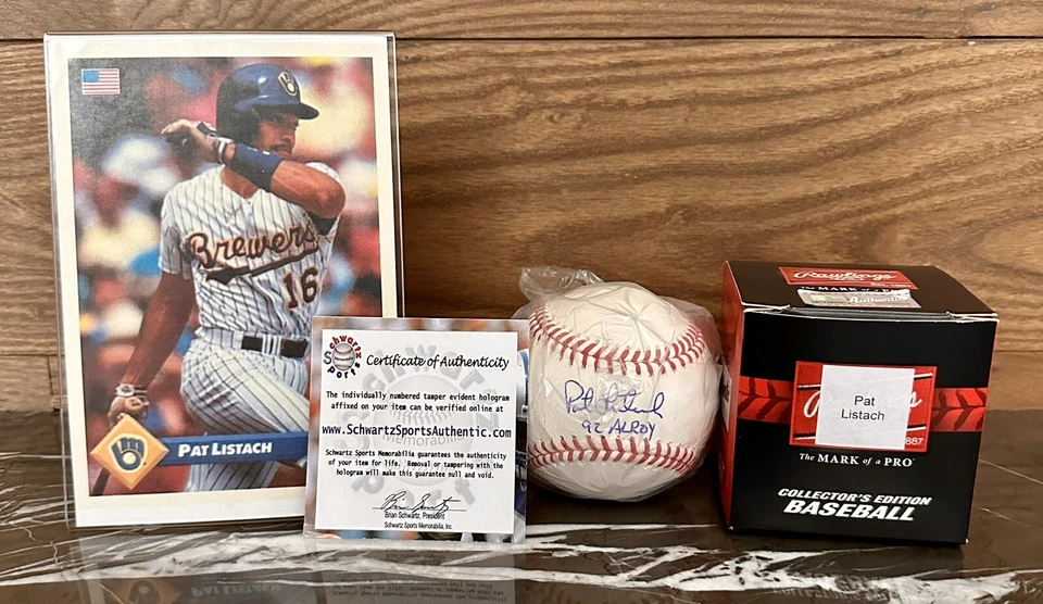 Béisbol oficial de la MLB Rawlings firmado por Pat Listach con 92 AL ROY - (CERTIFICADO DE AUTENTICIDAD SCHWARTZ) Foto 1 de 4