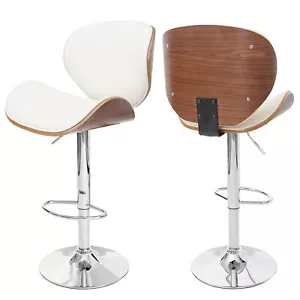 Barhocker Foxrock, Barstuhl, Holz Bugholz Retro-Design, Walnuss-Optik, creme - Bild 1 von 7