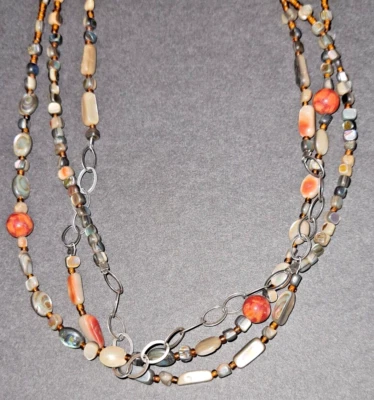Silpada Sterling Silver Coral Shell Bead Necklace Fiesta Fun N1563 - Image 1 of 4