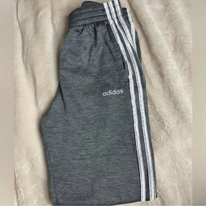 Adidas Athletic Jogger Sweat Pants Gray White 3 Stripe with Pockets Size L 14/16 - Picture 1 of 6
