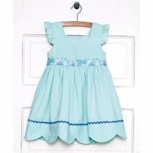 MATILDA JANE Fantasy Folk Dress Size 4 Scalloped Hem Ric Rac Floral Bow Tie - Picture 1 of 5