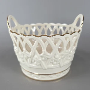 Lenox Porcelain Basket Lattice Design 24k Gold Trim - Picture 1 of 9
