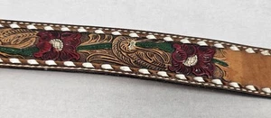 Vintage Tony Lama Hand Tooled Leather Western Belt Detailed Floral "GENE" 35.5"L - Picture 1 of 16