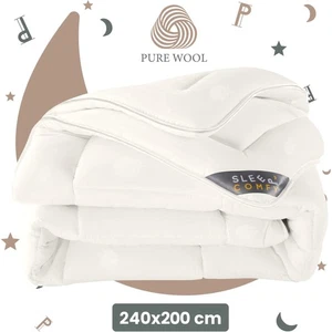 Sleep Comfy Wolle Bettdecke - Ganzjahresdecke Einzelbett, 100 % Schurwolle - Bild 1 von 8