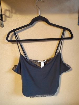 Camiseta sin mangas Victoria's Secret nueva con etiquetas negra elástica de encaje talla XL pijama camisa  Foto 1 de 4