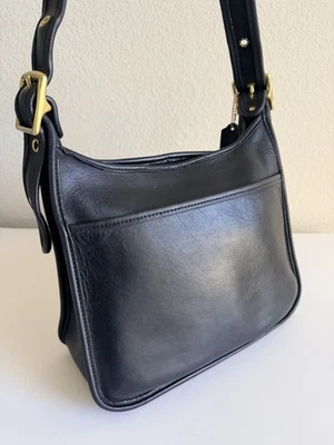 复古 COACH #9966 "Legacy Zip" 黑色皮革斜挎包 完好 — 第 1/4 张图片