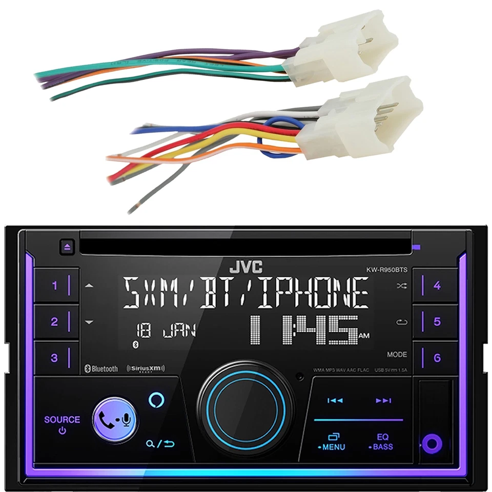 Receptor USB/AUX duplo DIN JVC KW-R950BTS, chicote de fios de rádio (1987-2007) - Imagem 1 de 4