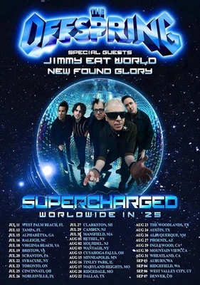 THE OFFSPRING Supercharged Worldwide 2025 North America Tour Poster - Wall Decor - Image 1 of 4