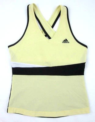 Women’s Adidas Workout Bra Tank Sz MEDIUM Black Yellow White - Image 1 of 4
