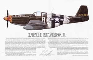 P-51 Mustang, Signed by Mustang Ace, Bud Anderson, Aviation Artist, E. Boyette - Picture 1 of 5