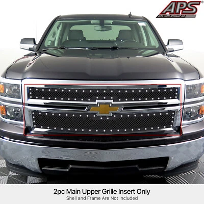 Grelha de malha preta de aço inoxidável para Chevy Silverado 1500 2014-2015 - Imagem 1 de 4