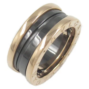 BVLGARI B-zero1 Ring 2 Band Ceramic 18KPG Gold Black Used unisex Us size 4.5 - Picture 1 of 7