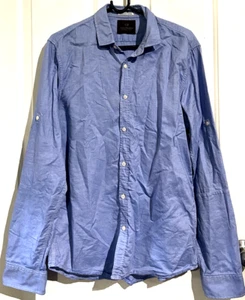 Scotch & Soda Mens Size Large Blue Plaid Button Up Long Sleeve Shirt - Picture 1 of 7