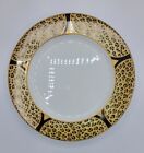 Lynn Chase Amazonian Jaguar Dinner Plates Set 4 10.5" White 1994 24 Karat Gold 