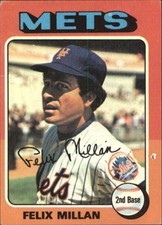 1975 Topps New York Mets Baseball Card #445 Felix Millan - GOOD