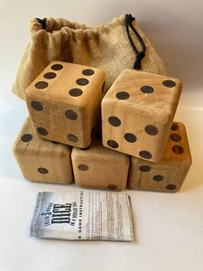 Solid Wood 5 Dice Game with Burlap Bag & Rules - Picture 1 of 4