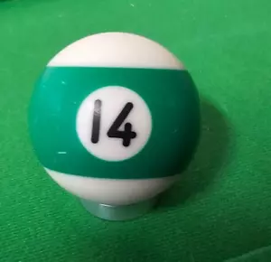 Vintage Ersatz Billard Pool Ball 2 1/4" Durchmesser Standard # 14 Streifen grün ## - Bild 1 von 4