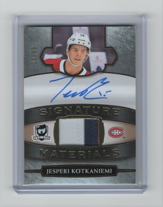 2018-19 UD The Cup JESPERI KOTKANIEMI /99 Signature Materials Patch Autograph SP