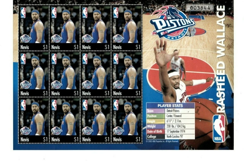 Nevis - 2005 - NBA Rasheed Wallace - Hoja de Doce - MNH Foto 1 de 1