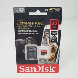 32GB SanDisk Micro SD Extreme Pro Class 10 Memory Card + Adapter U3 4K UHD New - Photo 1 sur 4