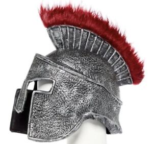 Rubber Roman Legion Warrior Helmet with Red Plume Armor Gladiator Mask Costume