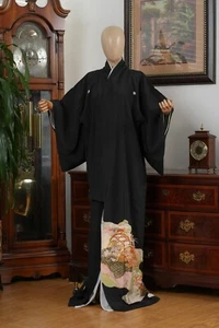 DEAR VANILLA JAPANESE TOMESODE SILK KIMONO WOMEN'S AUTHENTIC JAPAN MADE VINTAGE - Picture 1 of 12